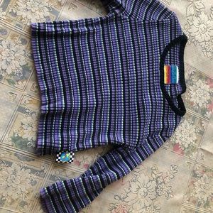 purple stripped 3/4 quarter sleeve unif top